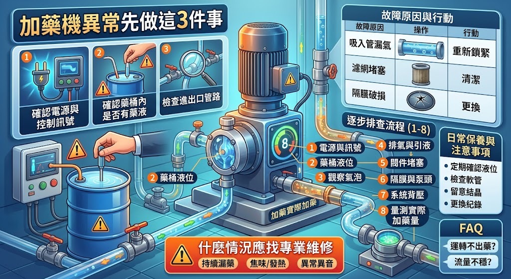 加藥機異常怎麼辦？常見原因、排查流程與維修判斷完整指南